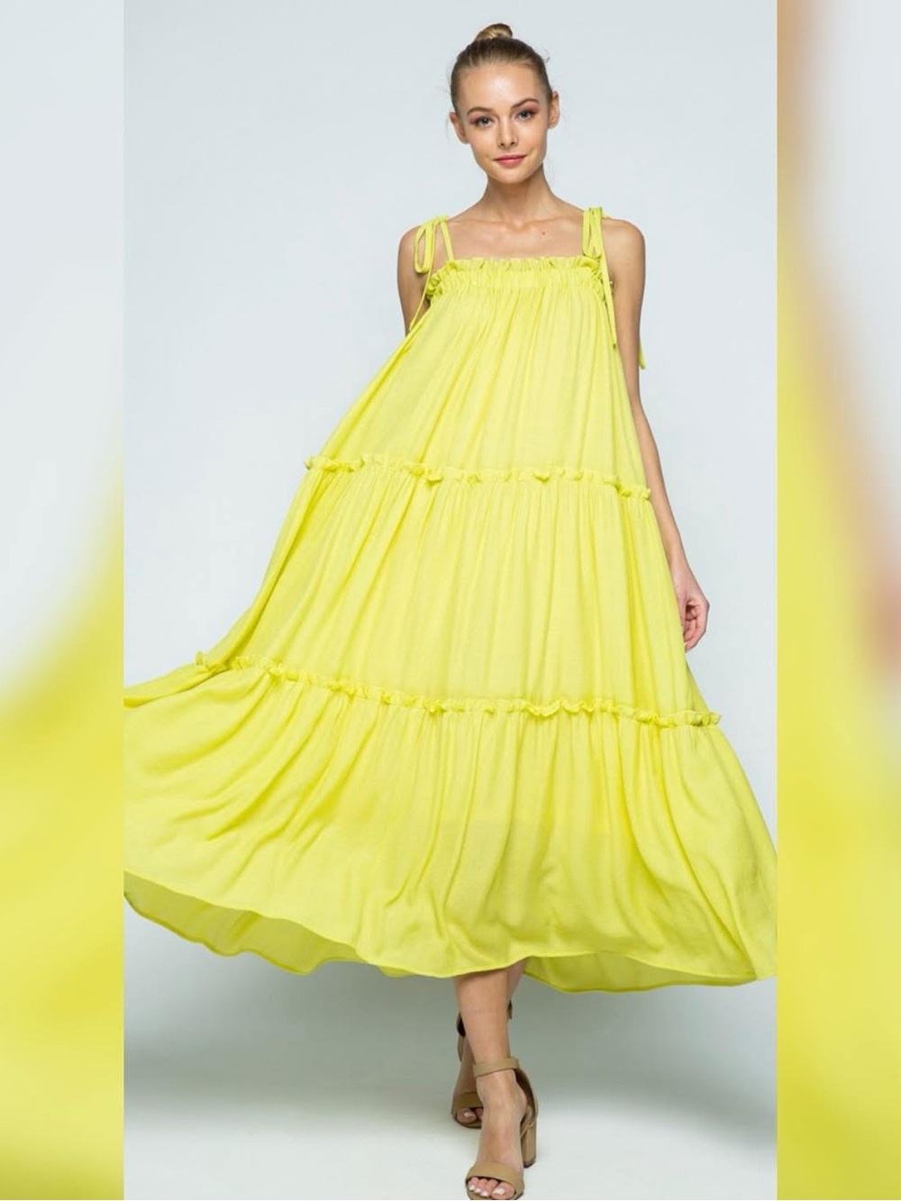 &merci Tie-Shoulder Yellow Maxi Dress